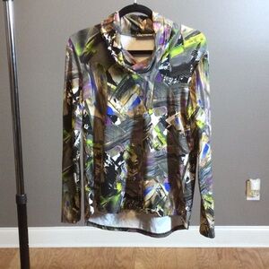 S SNO SKINS Colorful Abstract Print Cowl Activity Top